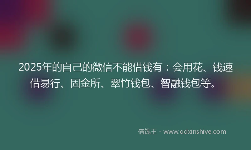 2025年的自己的微信不能借钱有：会用花、钱速借易行、固金所、翠竹钱包、智融钱包等。
