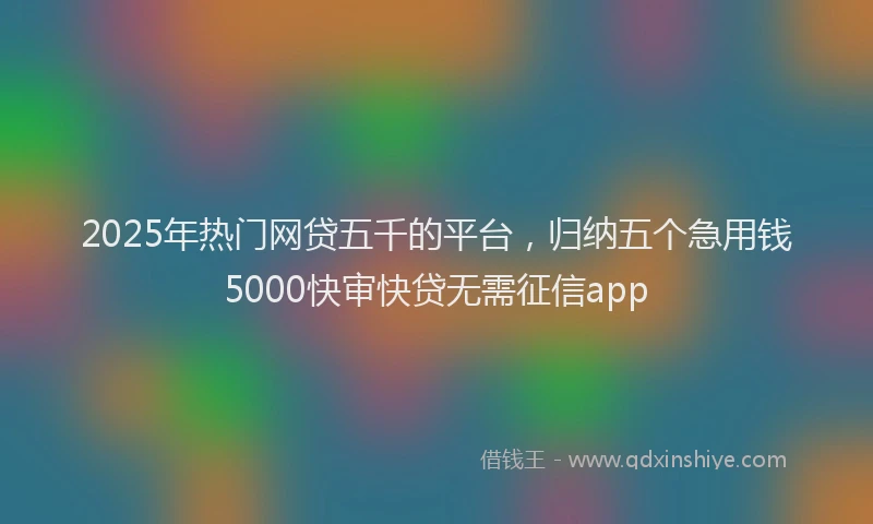 2025年热门网贷五千的平台，归纳五个急用钱5000快审快贷无需征信app