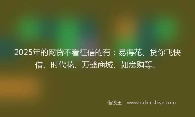 2025年的网贷不看征信的有：易得花、贷你飞快借、时代花、万盛商城、如意购等。