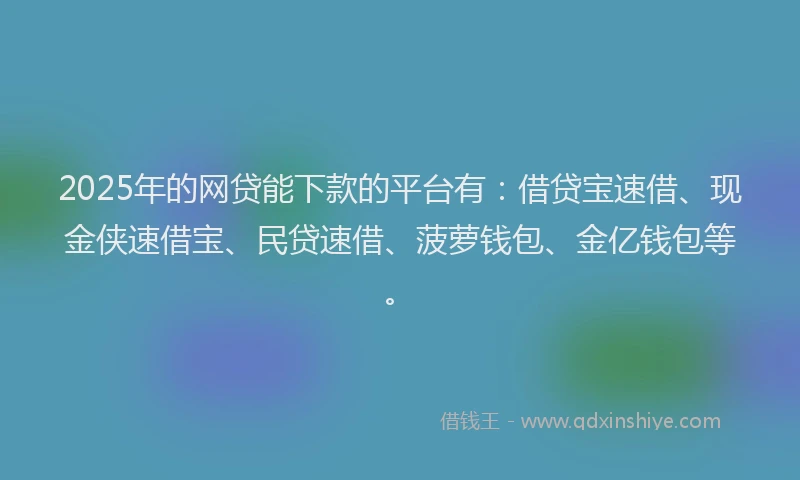2025年的网贷能下款的平台有：借贷宝速借、现金侠速借宝、民贷速借、菠萝钱包、金亿钱包等。