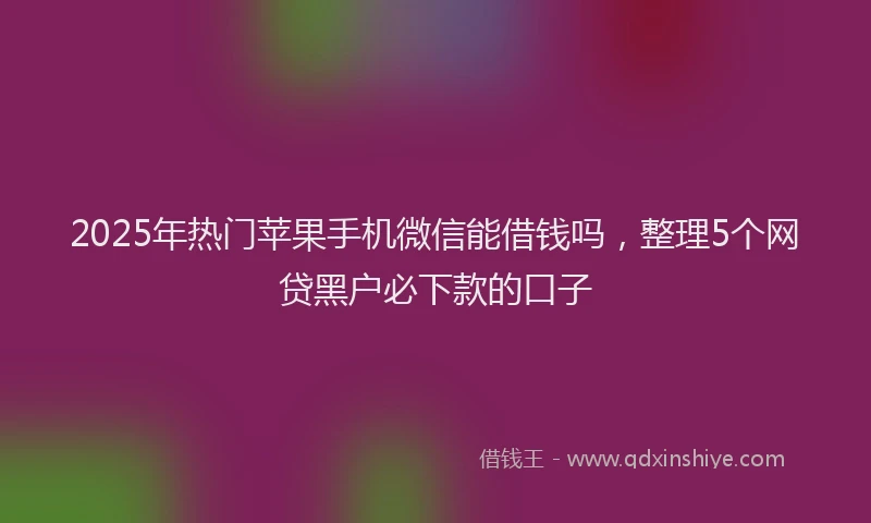 2025年热门苹果手机微信能借钱吗，整理5个网贷黑户必下款的口子