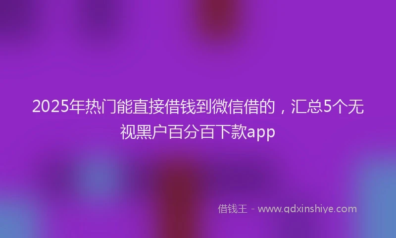 2025年热门能直接借钱到微信借的，汇总5个无视黑户百分百下款app