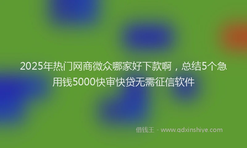 2025年热门网商微众哪家好下款啊，总结5个急用钱5000快审快贷无需征信软件