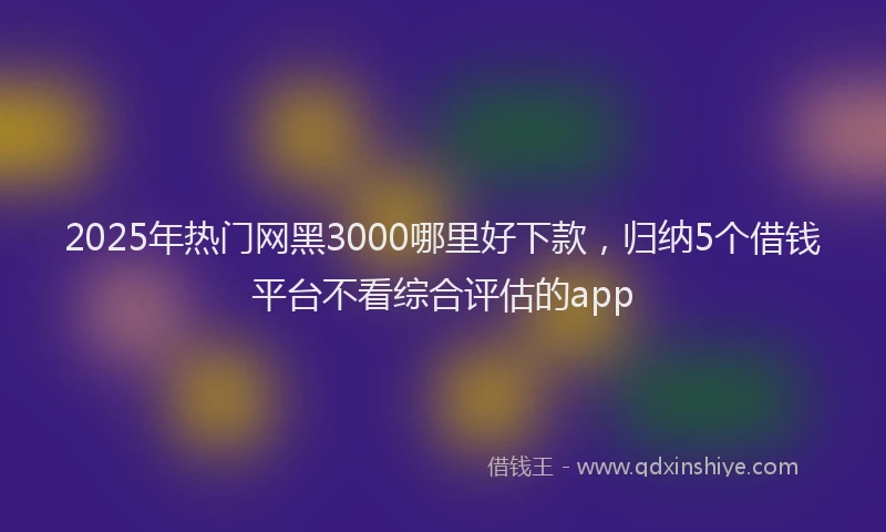 2025年热门网黑3000哪里好下款，归纳5个借钱平台不看综合评估的app