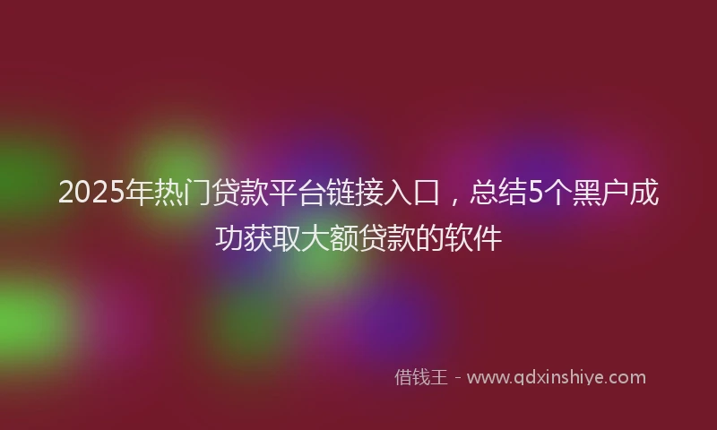 2025年热门贷款平台链接入口，总结5个黑户成功获取大额贷款的软件