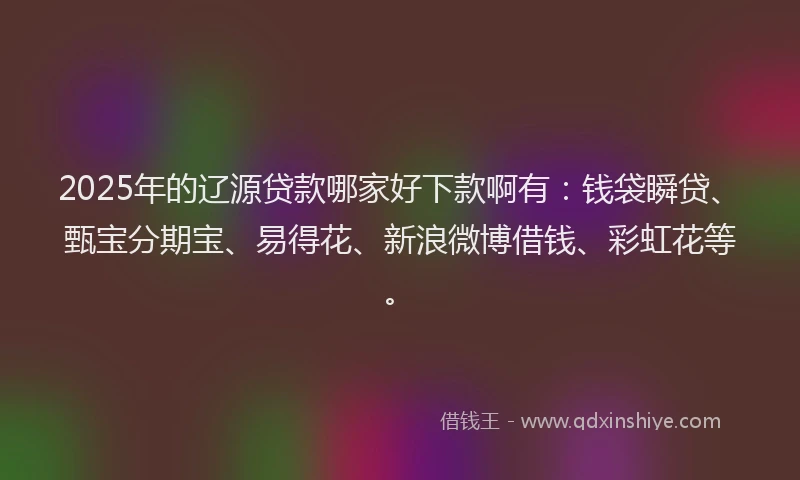 2025年的辽源贷款哪家好下款啊有：钱袋瞬贷、甄宝分期宝、易得花、新浪微博借钱、彩虹花等。