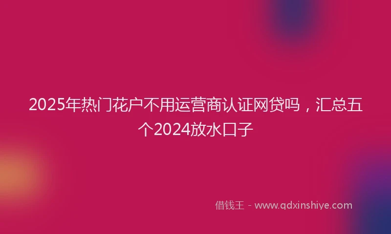 2025年热门花户不用运营商认证网贷吗，汇总五个2024放水口子