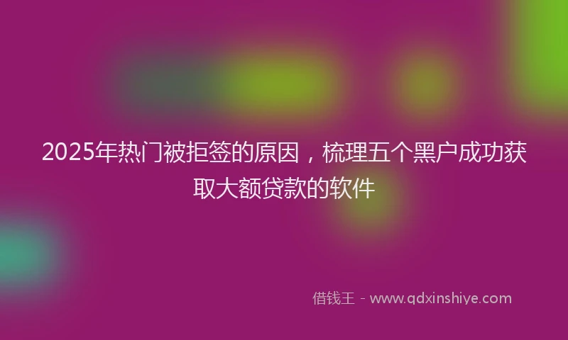 2025年热门被拒签的原因，梳理五个黑户成功获取大额贷款的软件