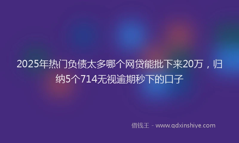 2025年热门负债太多哪个网贷能批下来20万，归纳5个714无视逾期秒下的口子