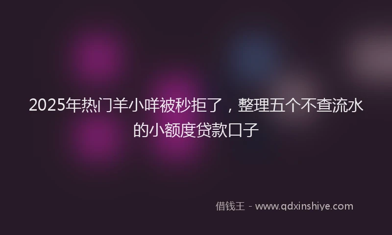 2025年热门羊小咩被秒拒了，整理五个不查流水的小额度贷款口子