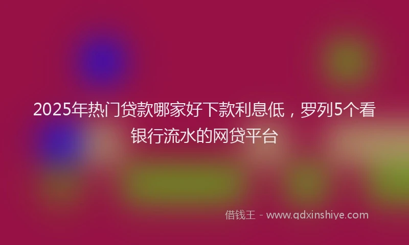2025年热门贷款哪家好下款利息低，罗列5个看银行流水的网贷平台