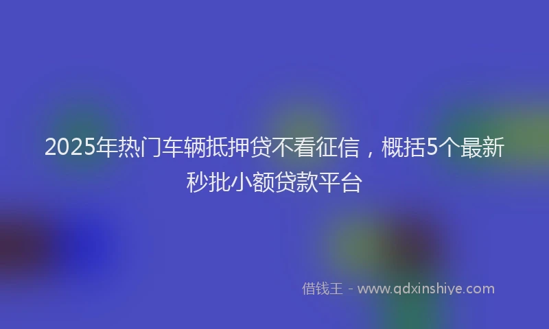 2025年热门车辆抵押贷不看征信，概括5个最新秒批小额贷款平台