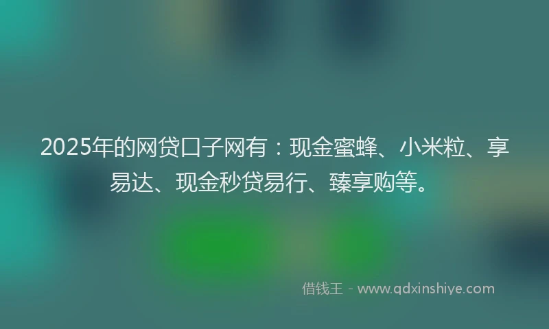 2025年的网贷口子网有：现金蜜蜂、小米粒、享易达、现金秒贷易行、臻享购等。