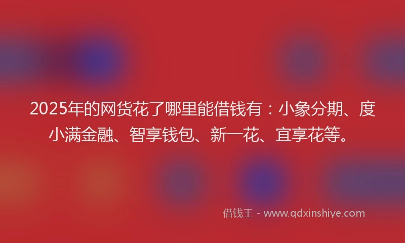 2025年的网货花了哪里能借钱有：小象分期、度小满金融、智享钱包、新一花、宜享花等。