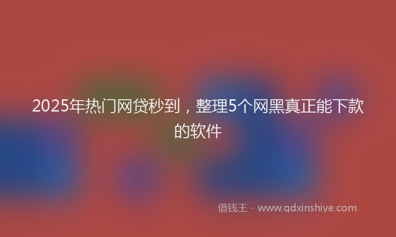 2025年热门网贷秒到，整理5个网黑真正能下款的软件