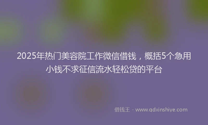 2025年热门美容院工作微信借钱，概括5个急用小钱不求征信流水轻松贷的平台