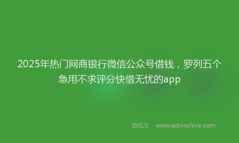 2025年热门网商银行微信公众号借钱，罗列五个急用不求评分快借无忧的app