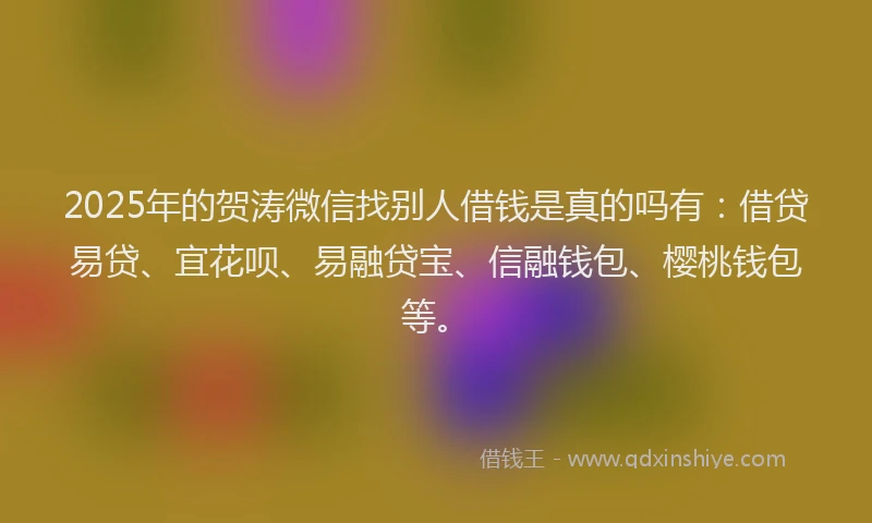 2025年的贺涛微信找别人借钱是真的吗有：借贷易贷、宜花呗、易融贷宝、信融钱包、樱桃钱包等。
