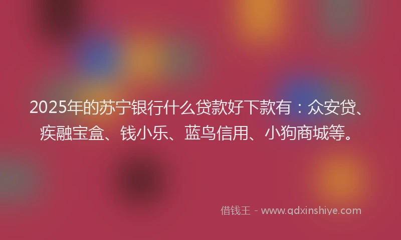 2025年的苏宁银行什么贷款好下款有：众安贷、疾融宝盒、钱小乐、蓝鸟信用、小狗商城等。