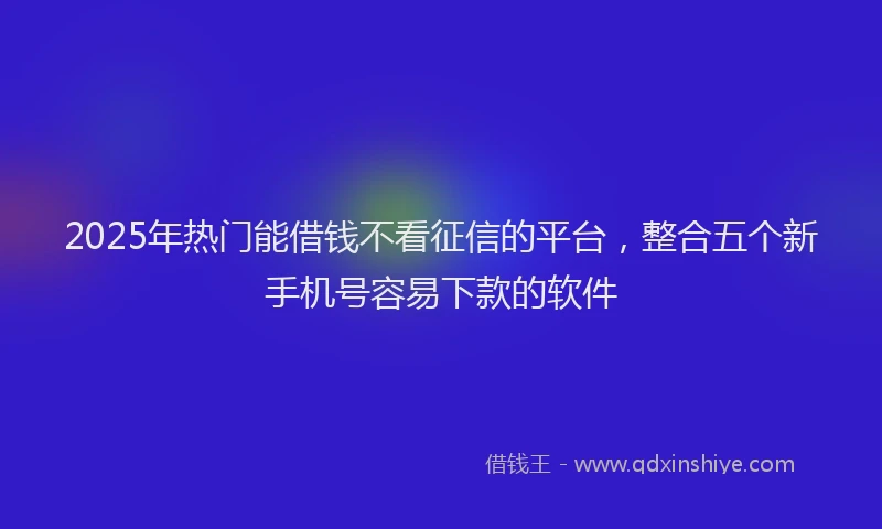 2025年热门能借钱不看征信的平台，整合五个新手机号容易下款的软件