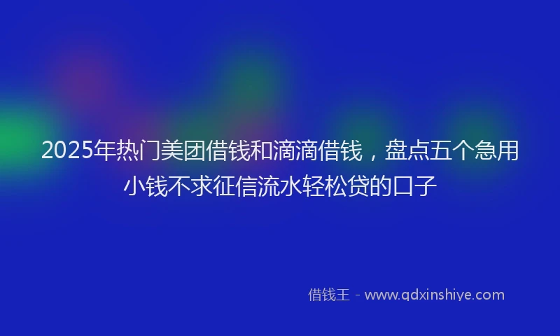 2025年热门美团借钱和滴滴借钱，盘点五个急用小钱不求征信流水轻松贷的口子