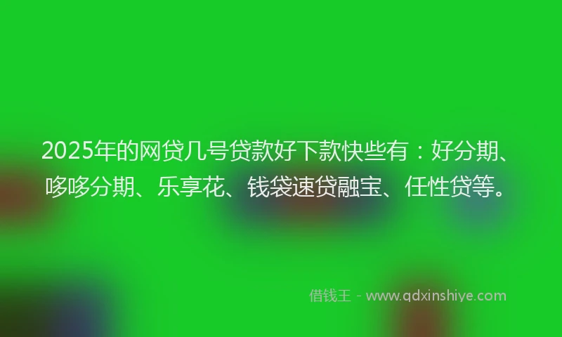 2025年的网贷几号贷款好下款快些有：好分期、哆哆分期、乐享花、钱袋速贷融宝、任性贷等。
