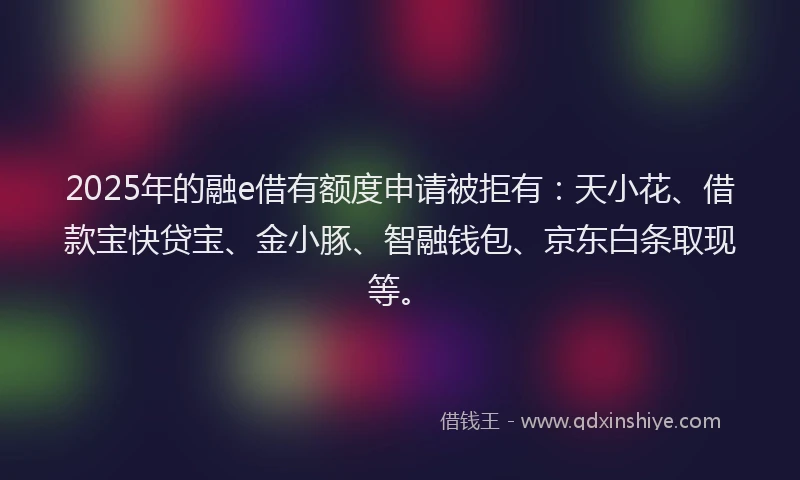 2025年的融e借有额度申请被拒有:天小花、借款宝快贷宝、金小豚、智融钱包、京东白条取现等。