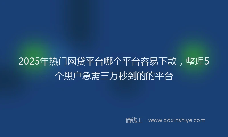 2025年热门网贷平台哪个平台容易下款，整理5个黑户急需三万秒到的的平台