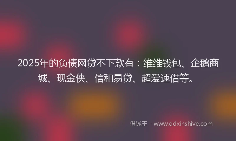2025年的负债网贷不下款有：维维钱包、企鹅商城、现金侠、信和易贷、超爱速借等。