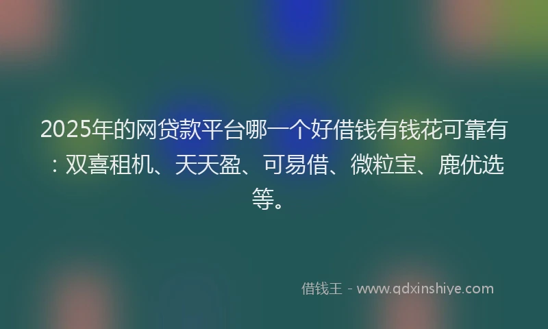 2025年的网贷款平台哪一个好借钱有钱花可靠有：双喜租机、天天盈、可易借、微粒宝、鹿优选等。