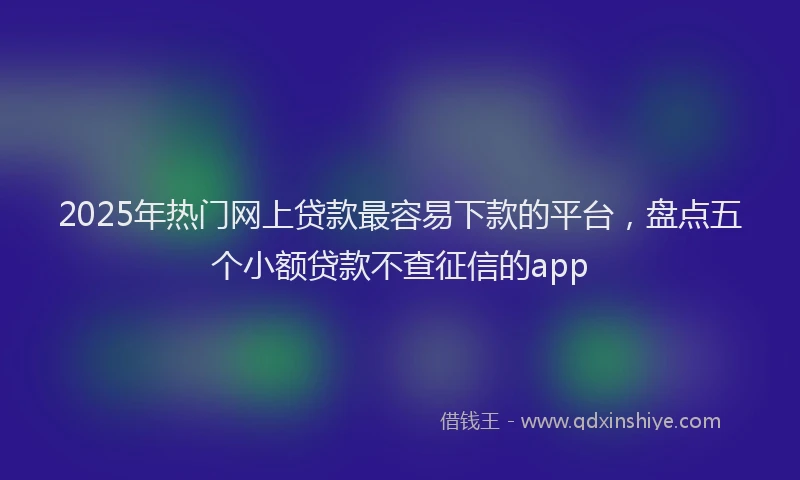 2025年热门网上贷款最容易下款的平台，盘点五个小额贷款不查征信的app