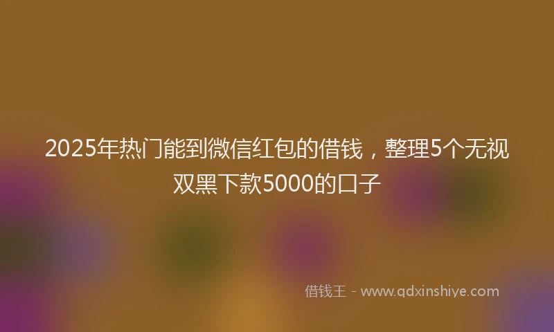 2025年热门能到微信红包的借钱，整理5个无视双黑下款5000的口子
