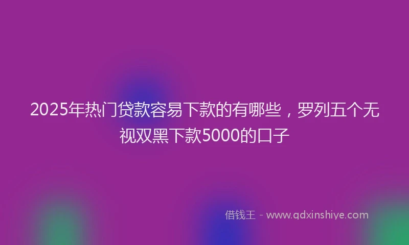 2025年热门贷款容易下款的有哪些，罗列五个无视双黑下款5000的口子