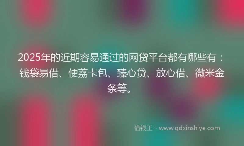 2025年的近期容易通过的网贷平台都有哪些有：钱袋易借、便荔卡包、臻心贷、放心借、微米金条等。