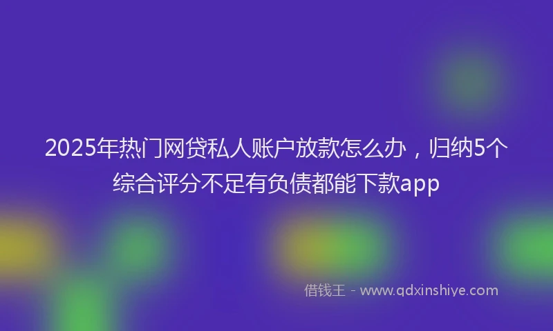 2025年热门网贷私人账户放款怎么办，归纳5个综合评分不足有负债都能下款app
