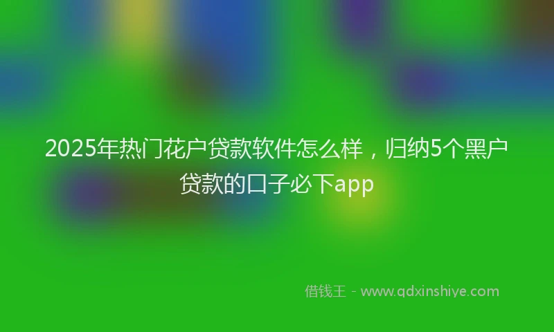 2025年热门花户贷款软件怎么样，归纳5个黑户贷款的口子必下app
