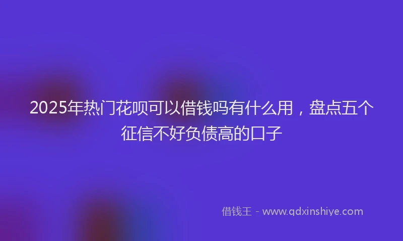 2025年热门花呗可以借钱吗有什么用，盘点五个征信不好负债高的口子