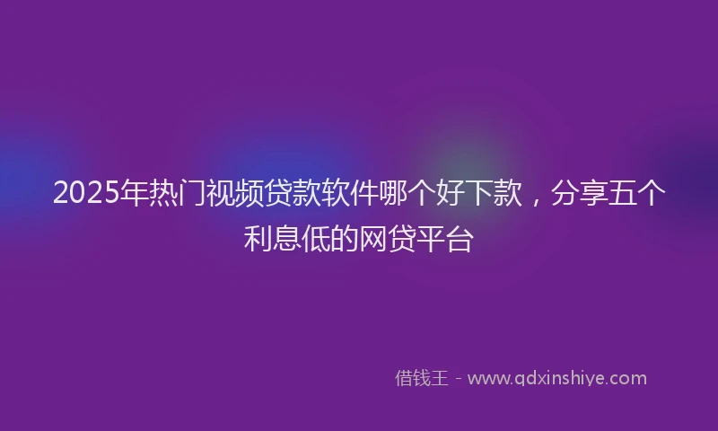 2025年热门视频贷款软件哪个好下款，分享五个利息低的网贷平台