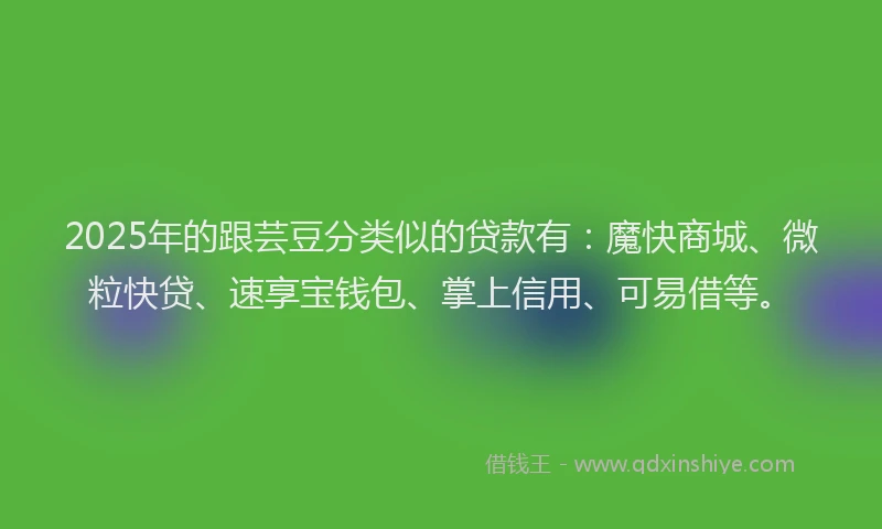 2025年的跟芸豆分类似的贷款有：魔快商城、微粒快贷、速享宝钱包、掌上信用、可易借等。