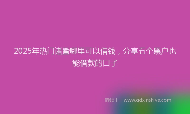 2025年热门诸暨哪里可以借钱，分享五个黑户也能借款的口子
