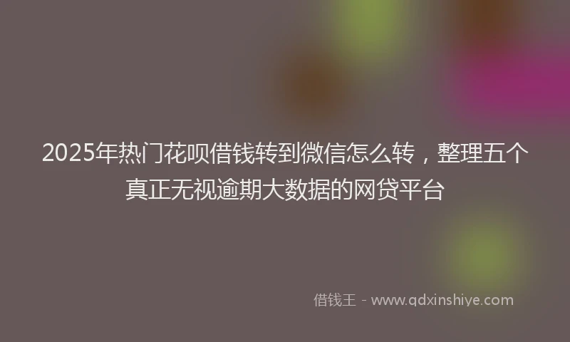 2025年热门花呗借钱转到微信怎么转，整理五个真正无视逾期大数据的网贷平台