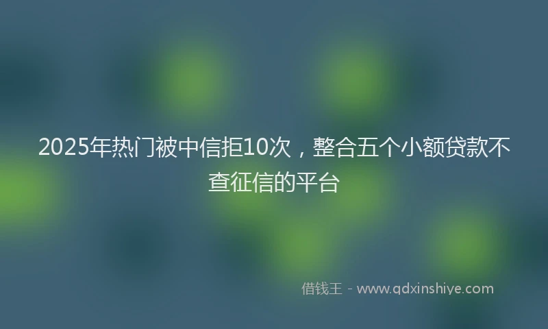 2025年热门被中信拒10次，整合五个小额贷款不查征信的平台