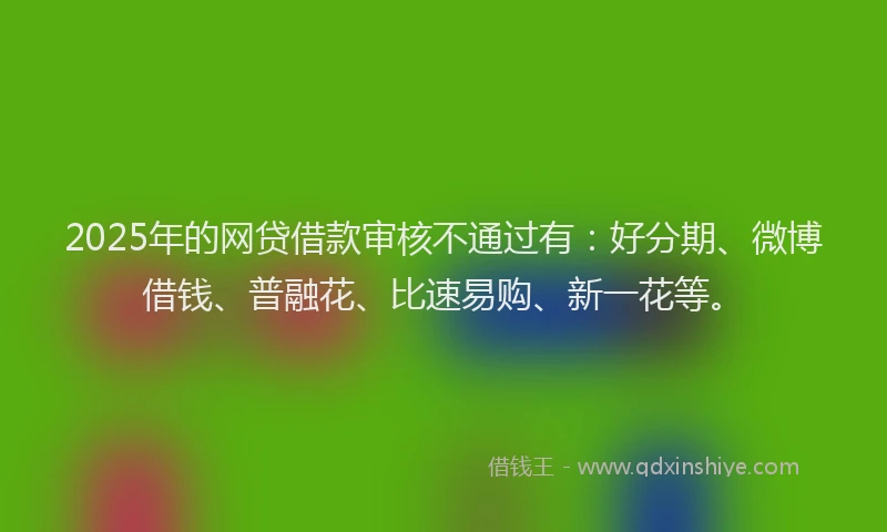 2025年的网贷借款审核不通过有：好分期、微博借钱、普融花、比速易购、新一花等。