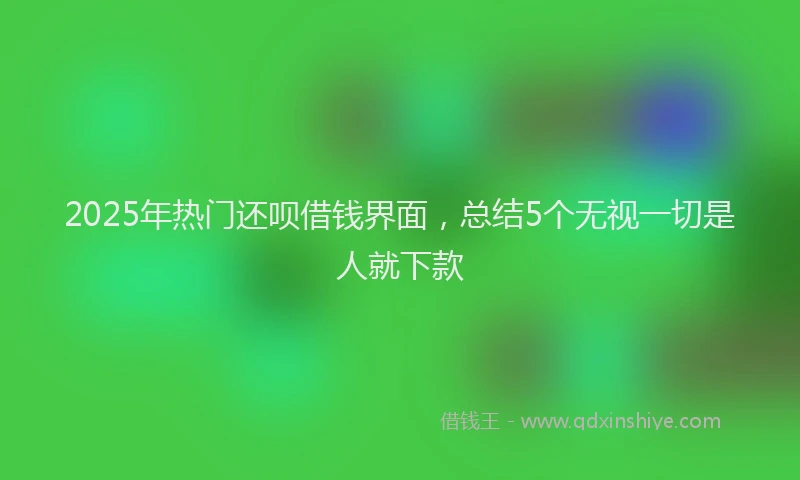 2025年热门还呗借钱界面，总结5个无视一切是人就下款