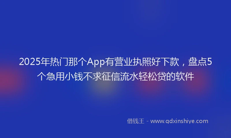2025年热门那个App有营业执照好下款，盘点5个急用小钱不求征信流水轻松贷的软件