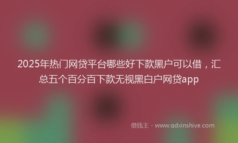 2025年热门网贷平台哪些好下款黑户可以借，汇总五个百分百下款无视黑白户网贷app