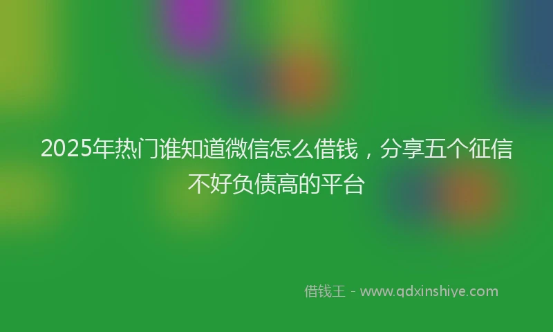 2025年热门谁知道微信怎么借钱，分享五个征信不好负债高的平台
