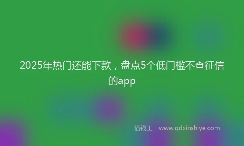 2025年热门还能下款，盘点5个低门槛不查征信的app