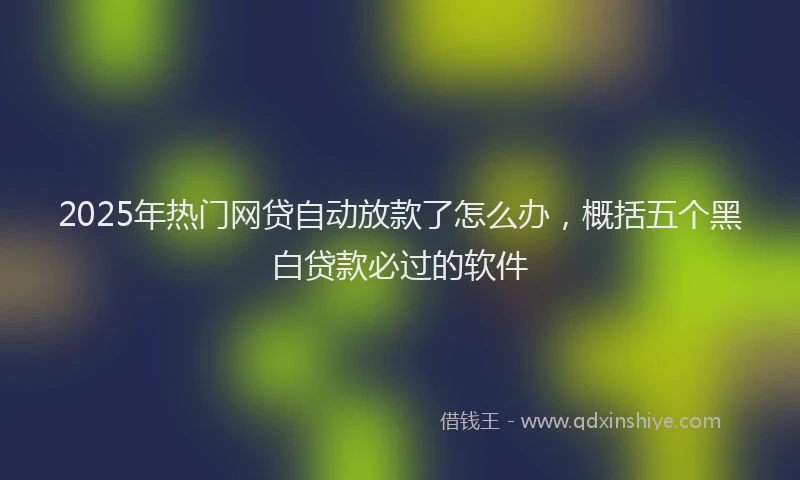 2025年热门网贷自动放款了怎么办，概括五个黑白贷款必过的软件