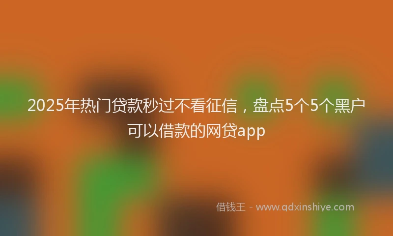 2025年热门贷款秒过不看征信，盘点5个5个黑户可以借款的网贷app